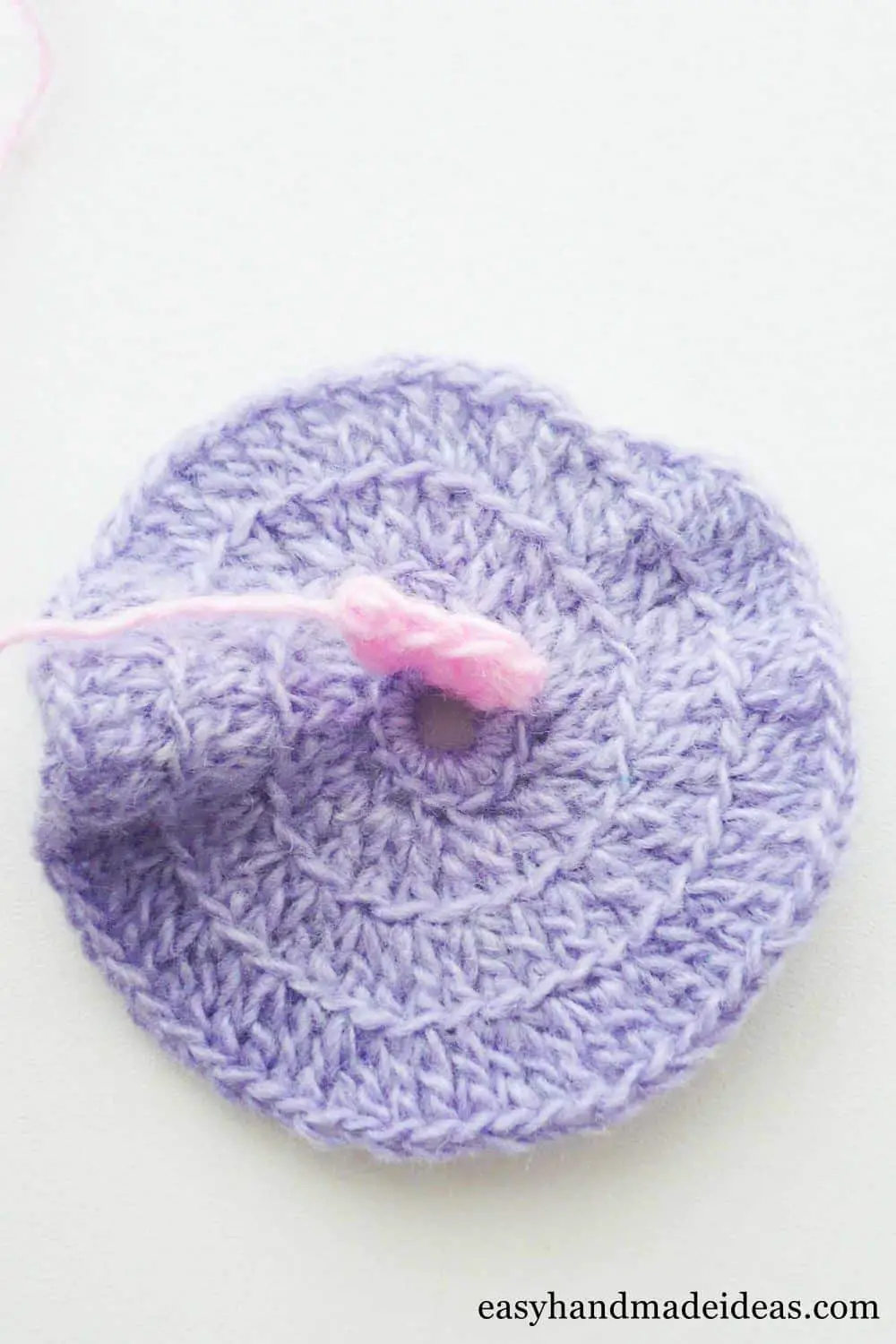 Beginning crochet pink flower