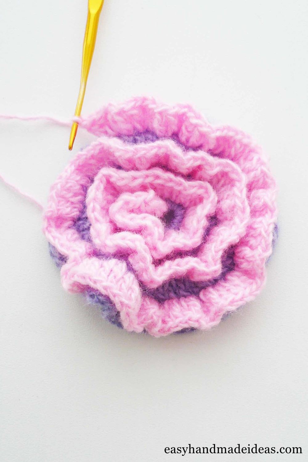 Crocheted pink part of the flower