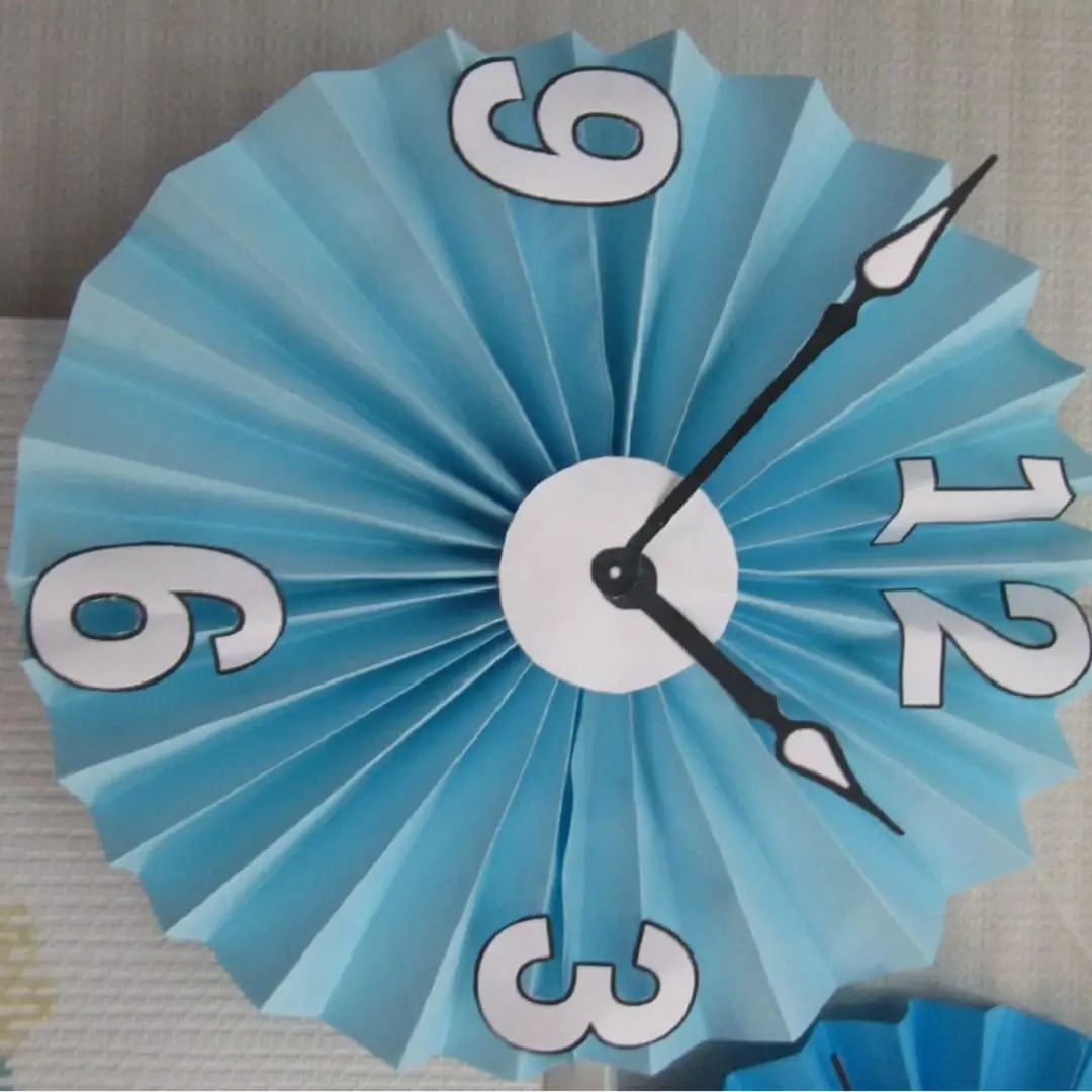 Paper Folded Clock with Hands and Numbers